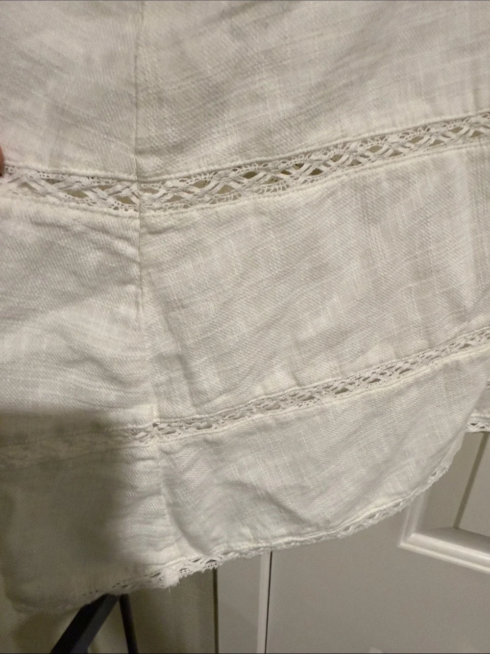 Universal Thread White Midi Cotton Skirt with Lace Insets